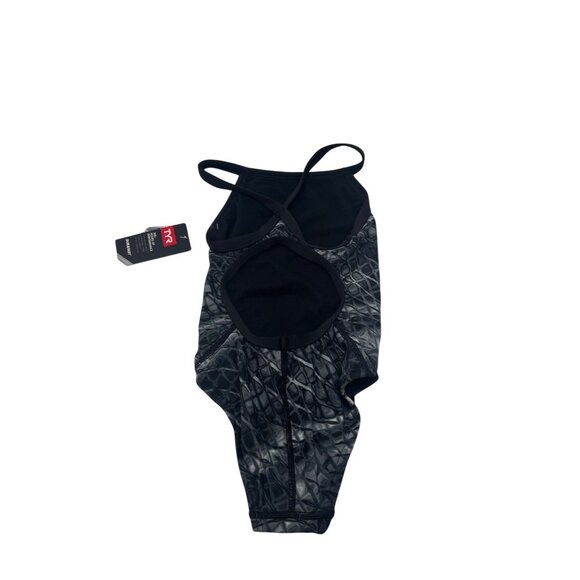 TYR GIRLS’ DIAMONDFIT SWIMSUIT, SIZE 22 , Titanium - Picture 6 of 11